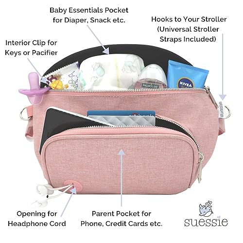 Suessie Fanny Pack Diaper Bag - with Baby Changing Pad & Waterproof Wipes Pocket - Stroller Organizer - Jamouz