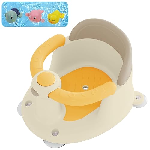 Baby Bath Seat for Babies 6 Months & Up, Bath Seats for Babies Sitting Up, 3 Baby Bath Toys, Open Design Bathtub Seat for Baby, Non-Slip, Compact Toddler Bath Seat. - Jamouz