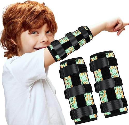 2 Pack Thumb Sucking Stop for Kids Toddlers Nail Biting Treatment Dinosaur Finger Sucking Deterrent Guard Prevention Anti Nose Picking Pediatric Elbow Immobilizer for Boys Girls 2-8 Years - Jamouz