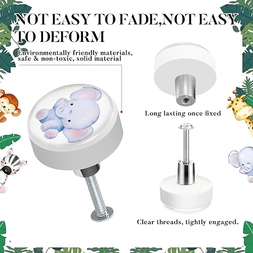 Fumete 12 Set Safari Jungle Animal Drawer Knob Pulls Round Soft Rubber Silicone Cabinet Drawer Knobs for Boys Girls Kids Dresser Nursery Closet Kitchen Cabinet - Jamouz
