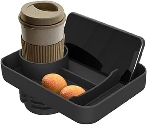 Car Seat Cup Holder Tray - Silicone Travel Tray for Car Seat with Expandable Base for Fruit, Toys, Books Fits Most Cup Holders - Jamouz