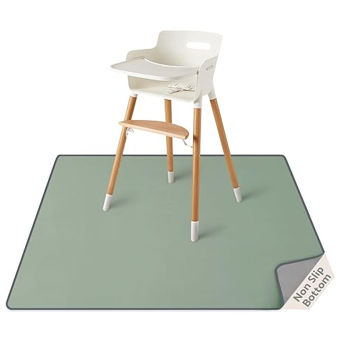 Blissful Diary Baby Splat Mat for Under High Chair, 50.4 x 50.4 Inch Wipeable Splash Mat, Waterproof and Washable, Anti-Slip Floor Protector, Retro Rainbow - Jamouz