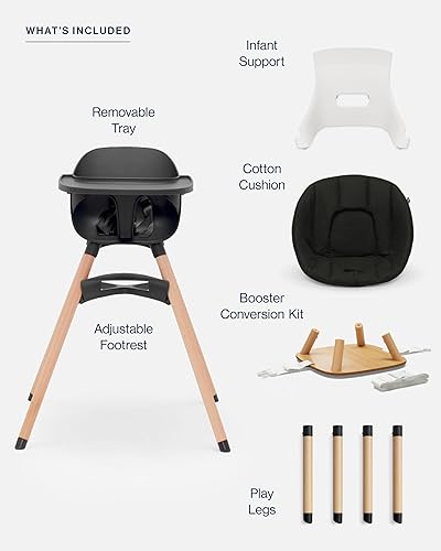 Lalo The Chair Convertible 3-in-1 High Chair - Wooden High Chair for Babies & Toddlers, Baby High Chair with Dishwasher Safe Tray, Adjustable Footrest, Coconut - Jamouz