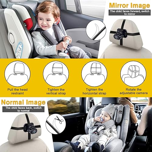 AMTIFO Baby Car Camera Easy Install: Clear Night Vision 2Mins Plug-Play Backseat Camera 360 Rotation Rear Facing Car Baby Monitor with Camera - Jamouz