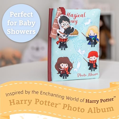 Kids Preferred Harry Potter Baby Photo Memory Album Crinkle Soft Sensory Book Holds 3 4'x6' Photos with Soft Fabric for Babies, 6.25x9 Inch - Jamouz