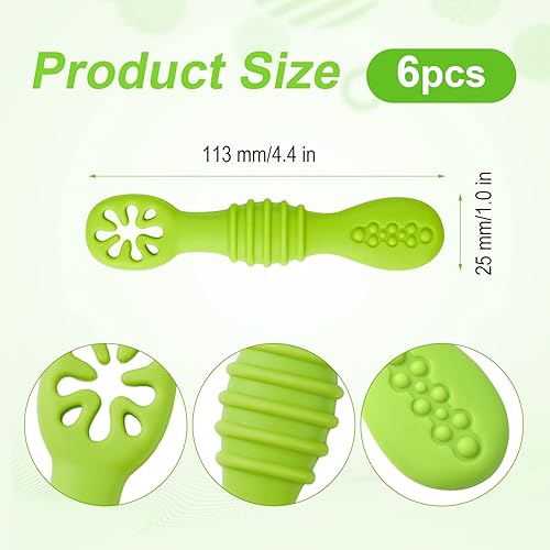 6pcs Silicone Baby Spoons, First Stage Toddler Utensils Baby Led Weaning Spoons BPA Free Baby Chew Spoon Training Spoon Set Toddler Self Feeding Utensils for Baby 6+ Months (6 Colors) Z20010 - Jamouz