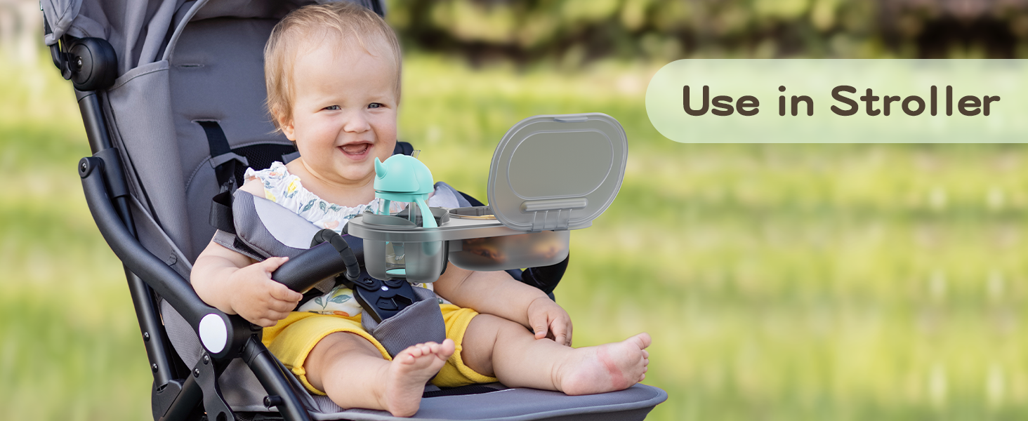baby stroller snack tray with cover