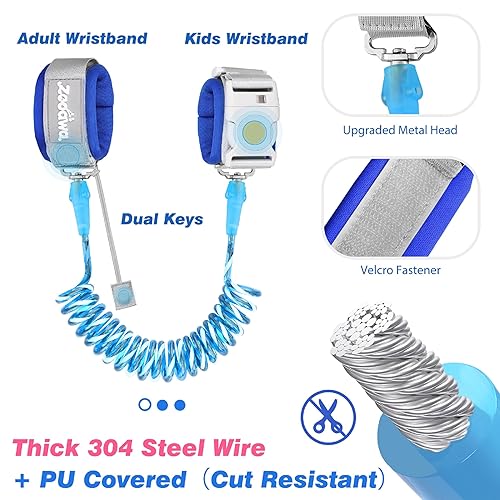 Zooawa Toddler Leash 2Pack, Toddler Kids Harness Anti Lost Wrist Link with Magnetic Lock, Reflective Safety Walking Harness Wristband Leashes for 2,3,4 Years Old Boys Girls, Dark Blue+Dark Purple - Jamouz