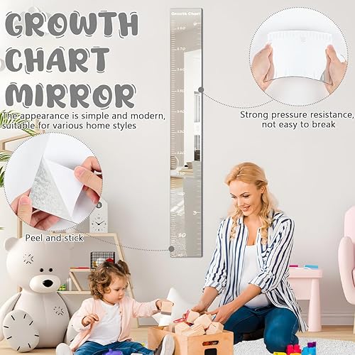 Growth Chart Mirror, Growth Chart Mirror for Wall, Puzzle Mirror Growth Chart, Mirror Growth Chart for Wall, Foldable Height Measuring Mirror, Wall Decor - Jamouz