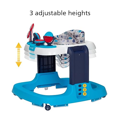 Safety 1st Ready, Set, Walk Dx Developmental Baby Walker with Wheels, Baby Toys, Nantucket - Jamouz