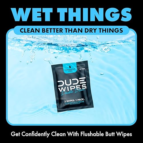 DUDE Baby Wipes - Flushable Baby Wipes Unscented - (6 Pack) 288 Wipes - Extra Large Wet Wipes Flushable - Vitamin-E & Aloe - Septic and Sewer Safe - Jamouz