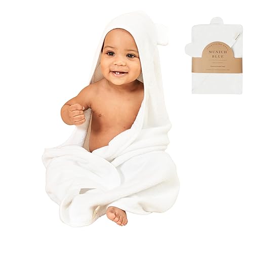 Toddler Bath Towel - Viscose from Bamboo & Cotton Blend for Delicate Skin - Super Soft Thick 600GSM - Ideal Toddler Boy and Girl Bath Essentials 35'x35' Bath Towel - Baby Towel with Hood - Jamouz