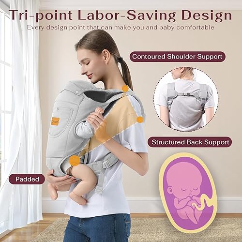 Baby Carrier Newborn to Toddler, Cozy Baby Wrap Carrier(7-30lbs), Easily Adjustable Toddler Carrier, Lightweight Baby Holder Carrier, Black - Jamouz