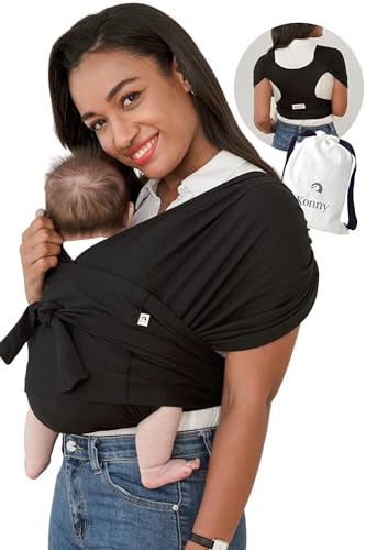 Konny Original Baby Carrier SoftBreeze Luxury Carrier Wrap, Easy to Wear Baby Wrap Carrier, Perfect Essentials Cloths for Newborn Babies up to 44 lbs, (Wine Dot, XXL) - Jamouz