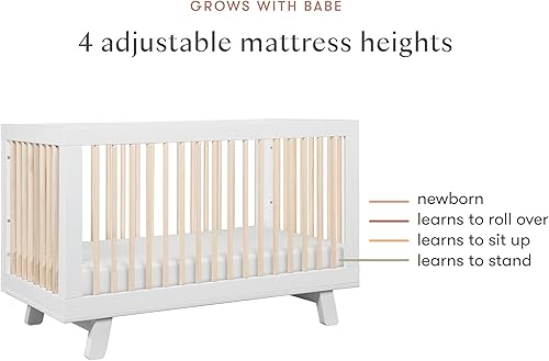 babyletto Hudson 3-in-1 Convertible Baby Crib with Toddler Bed & Daybed Conversion - Easy to Assemble - GREENGUARD Gold Certified w/ 4 Adjustable Mattress Heights - Natural - Jamouz