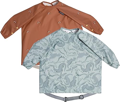 BIBaDO - Long Sleeve Baby Bibs - Babies & Toddlers 6-36 Months - Coverall Baby Led Weaning Bib - Easy Wipe, Soft & Waterproof - Jamouz