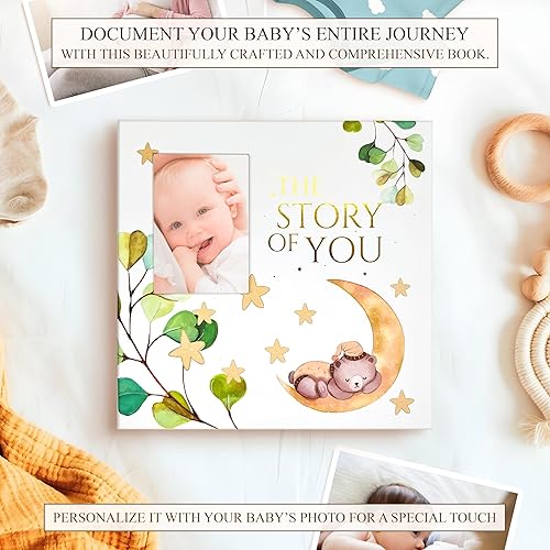 Modern Baby Memory Book Gender Neutral with Ample Photo Space, First 5 Year Journal Baby Book Keepsake with Spacious Pregnancy Section, Scrapbook Baby Photo Albums, Ideal for Baby Shower Gifts - Jamouz