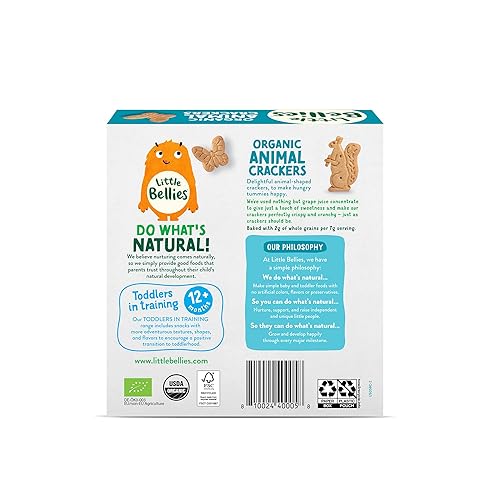 Little Bellies Organic Animal Crackers Toddler Snack (Pack of 5 x 4.58 oz Individual Packs) - Jamouz