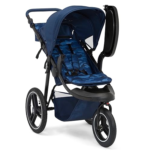 babyGap Trek Jogging Stroller - Lightweight Jogging Stoller with Extendable Canopy & Reclining Seat - Includes Car Seat Adapter - Made with Sustainable Materials, Navy Camo - Jamouz