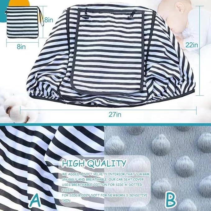 Winter Baby Stroller Bunting Bags and Carseat Canopies Cover to Protect Baby from Cold Wind, Super Warm Plush Fleece Baby Carrier Cover for Infant Boys Girls, Keeps Babies Warm and Cozy.Black - Jamouz