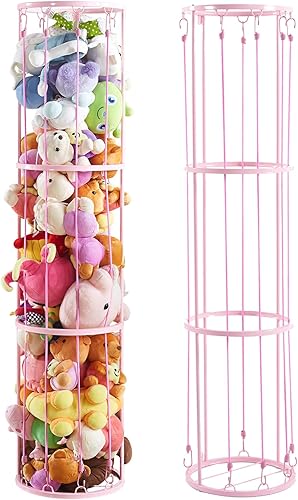 Metal Stuffed Animal Zoo Storage Holder Standing, Simple Installation, Durable Soft Toy Storage Organizer Shelves Basket, Suitable for Bedroom Nursery Play Room Decor - Jamouz