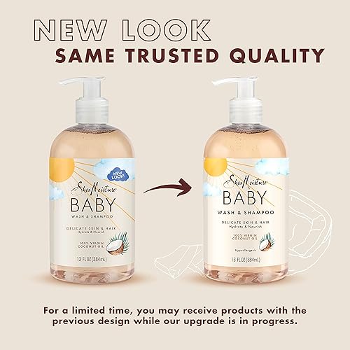 SheaMoisture Baby Wash and Shampoo 100% Virgin Coconut Oil for Baby Skin Cruelty Free Skin Care 13 oz - Jamouz