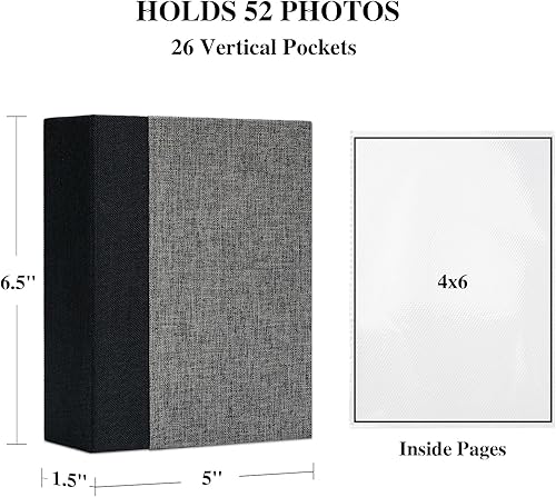 Linen 4x6 Photo Album 2 Packs, Each Hardcover Small Insert Bookshelf Photo Albums for 52 Photos, Ideal for Kids Wedding Travel, Beige - Jamouz