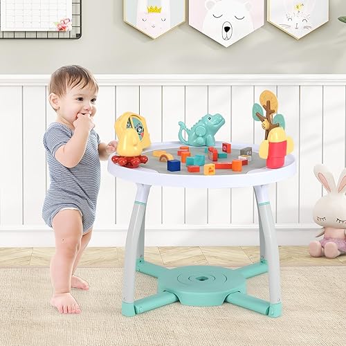 BABY JOY 5 in 1 Baby Activity Center, Baby Jumpers and Bouncers with Removable Toys, Lights & Music, 3 Adjustable Heights, Interactive Play Center for Toddlers Boys Girls 6-36 Months (Blue) - Jamouz