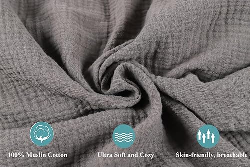 Muslin Square Playard/Playpen Fitted Sheets, Perfect for 36 X 36 Inch Portable Playard Soft 100% Cotton Grey & Navy - Jamouz