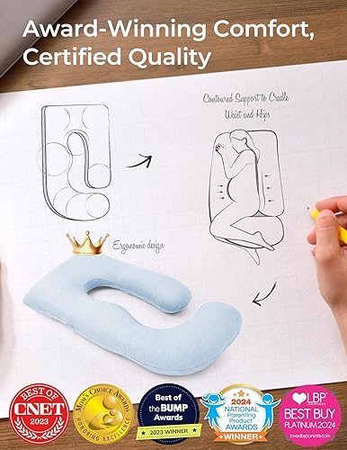 Momcozy Pregnancy Pillows for Sleeping, U Shaped Full Body Maternity Pillow with Removable Cover - Support for Back, Legs, Belly, HIPS for Pregnant Women, 57 Inch Pregnancy Pillow for Women, Grey - Jamouz