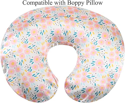 Satin Nursing Pillow Cover Set - 2 Pack Ultra Soft Silk, Compatible with Boppy Pillow for Breastfeeding, Protects Baby Hair & Skin - Grey Arrows & Stars - Jamouz