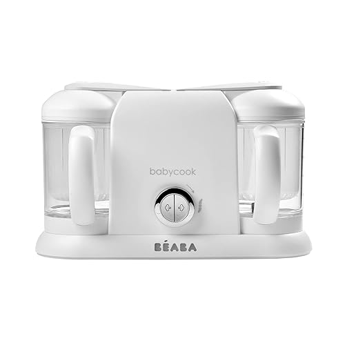 BEABA Babycook Duo 4 in 1 Baby Food Maker, Puree Steamer and Blender for Purees, Grinder with Auto Steam Cooking, Lrg 9.1 Cup Capacity, Makes 54 Servings in 20 Mins, Charcoal - Jamouz
