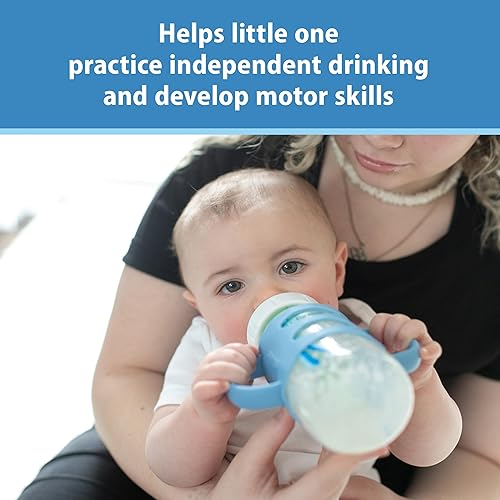 Dr. Brown's Milestones 100% Silicone Baby Bottle Handles, Wide-Neck, Removable Easy-Grip Transitional Sippy Cup Handles, Light Blue, Green, Gray, 4m+, 3 Pack - Jamouz