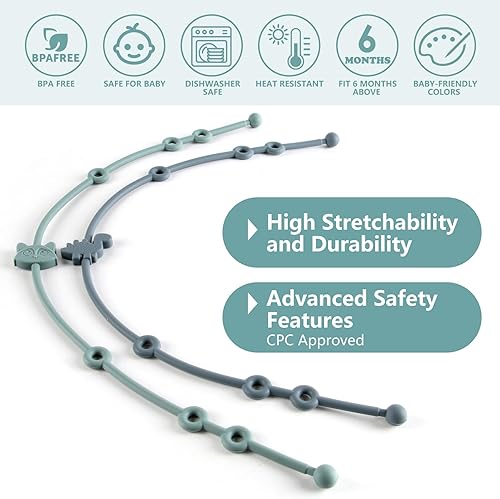 6-Pack Baby Toy Straps, Silicone High Chair & Stroller Straps, Toddler Bottle & Car Seat Accessories, Baby Travel Essentials with Pacifier Clips - Jamouz