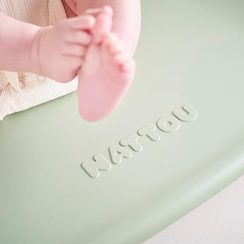 Nattou Softy Changing Pad - Wipeable Baby Changing Mat- Durable, Water-Resistant, Cocoon Shape with Honeycomb Bottom Grips BPA-Free, Assimilates Room Temperature - Grey - Jamouz