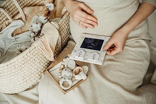 Ultrasound Picture Frames | Baby Countdown | Baby Sonogram Picture Frame w/Number Tiles | Grandparents Baby Announcement Pregnancy Countdown Frame | Sonogram Frame Pregnancy Gift | Love at First Sight - Jamouz