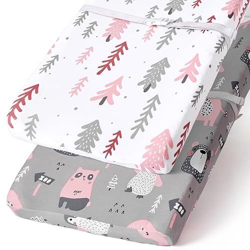 Stretchy Changing Pad Covers for Boys Girls,2 Pack Jersey Knit,Elephant & Whale - Jamouz