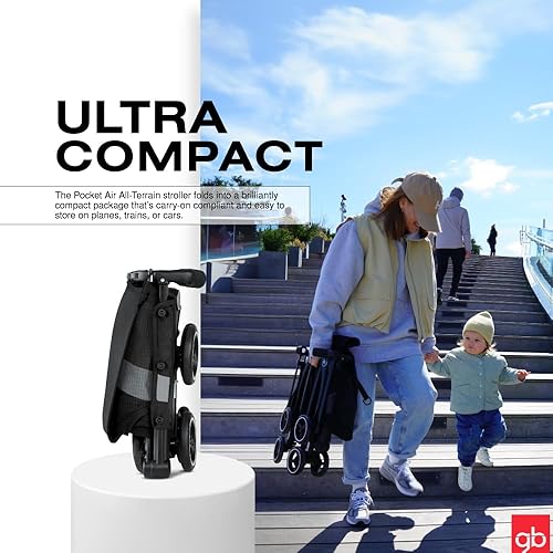 gb Pockit Air All Terrain Ultra Compact Lightweight Travel Stroller with Breathable Fabric in Velvet Black - Jamouz