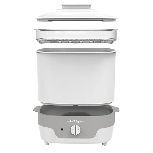 The First Years Modular Baby Bottle Sterilizer - Countertop Bottle Sterilizer - Sanitizes Baby Bottles, Baby Pacifiers, Breast Pump Parts - Baby Bottle Feeding Supplies - Jamouz