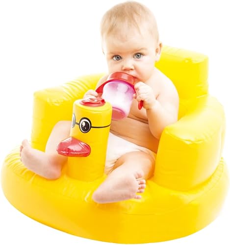 Baby Inflatable Seat for Babies 3-36 Months, Built in Air Pump Infant Back Support Sofa Toddler Chair for Sitting Up, Baby Floor Seater Gifts (Duck) - Jamouz