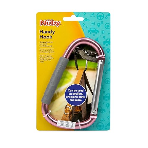 Nuby Large Handy Hook Carabiner Stroller Clip with Textured Soft Grip: Rose Gold - Jamouz