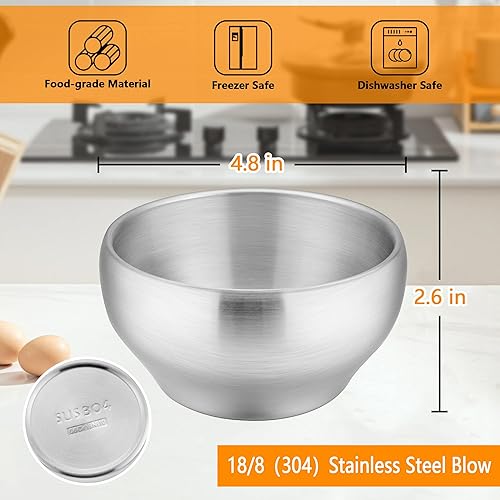 LIANYU 304 Stainless Steel Bowls for Kids, 12oz Children Toddler Baby Bowls Set of 3, Heavy Duty & Double-Walled, Multipurpose for Feeding Cereal, Soup, Snacks, Dishwasher Safe - Jamouz