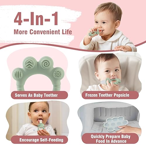 Baby Breastmilk Popsicle Molds & Baby Fruit Food Feeder Pacifier, Silicone Baby Food Storage Containers, Baby Popsicle Molds Teething for Toddler Teething & Infant Self Feeding (Blue) - Jamouz