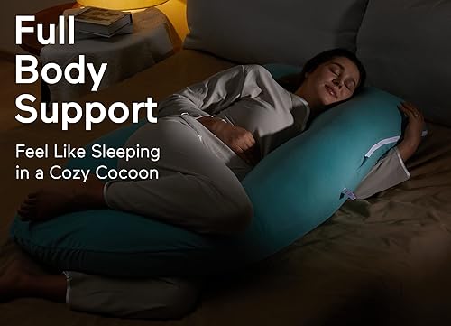Momcozy Pregnancy Pillows for Sleeping, U Shaped Full Body Maternity Pillow with Removable Cover - Support for Back, Legs, Belly, HIPS for Pregnant Women, 57 Inch Pregnancy Pillow for Women, Grey - Jamouz