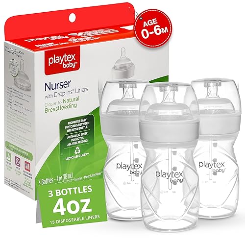 Playtex Baby Nurser Pre-Sterilized Disposable Drop-Ins Bottle Liners, Anti-Colic, Gas Reduction, Closer to Breastfeeding, 8 Oz, 100 Count - Jamouz