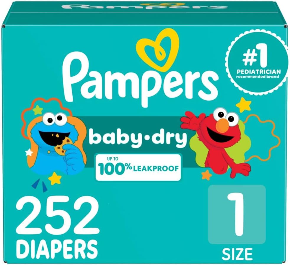 Pampers Diapers - Baby Dry - Size 1, 44 Count, Absorbent Disposable Infant Diaper (Packaging May Vary) - Jamouz