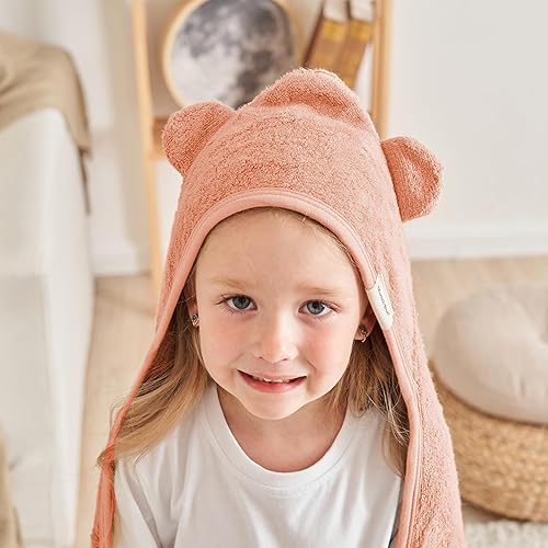 Toddler Bath Towel - Viscose from Bamboo & Cotton Blend for Delicate Skin - Super Soft Thick 600GSM - Ideal Toddler Boy and Girl Bath Essentials 35'x35' Bath Towel - Baby Towel with Hood - Jamouz