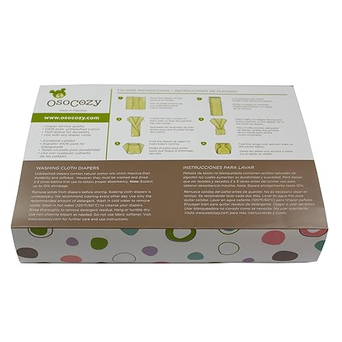 OsoCozy Prefolds Unbleached Cloth Baby Diapers, Size 1 (7-15 lbs), 6 Pack, Soft, Absorbent and Durable 100% Natural Cotton - Jamouz
