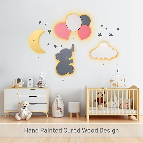 Lumipets Lighted Balloons, Nursery Night Light, Wall Mounted Lighted, Battery Operated Cloud Light Sign–Lightweight Kids Night Light for Babies, Toddlers, Kids - 17.7 x 11.2 x 1.5-in - Jamouz