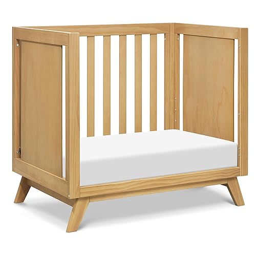 DaVinci Otto 3-in-1 Convertible Mini Crib with 4' Mattress in Honey, GREENGUARD Gold Certified - Jamouz